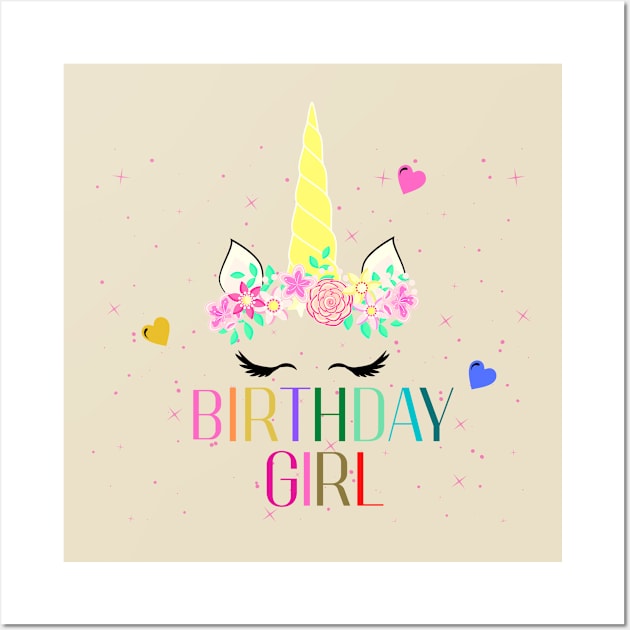 unicorn birthday girl Wall Art by ClorindaDeRose